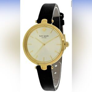 Kate Spade Holland Watch. Gold dial & Black Leather Band.